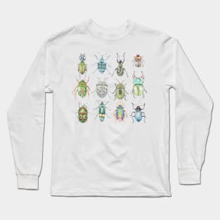 Beetles in Shades of Green Long Sleeve T-Shirt